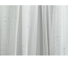 Тюль грек-сетка с жемчугом (цвет белый), высота 3 м